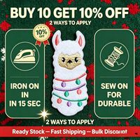 Patch brodé Alpaga Llama à thermocoller ou à coudre, applique animale colorée et festive pour veste, sac à dos, décoration de vacances et DIY