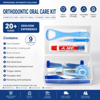 Perlengkapan Perawatan Gigi Ortodontik Profesional Portabel Set Pembersih Behel Gigi untuk Perjalanan Sikat Gigi Lipat Sikat Interdental