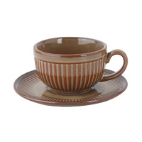 Ensemble tasse et soucoupe à expresso en céramique de style vintage, petite capacité, luxe léger, pour restaurant, coffret cadeau pour le thé de l'après-midi, en carton