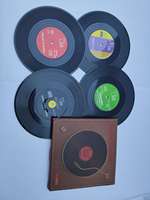 Sous-verre de disque vinyle créatif 6 pièces un ensemble tapis de tasse de disque ABS avec anneau antidérapant en silicone sous-verre de CD personnalisé