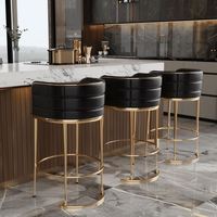Tabouret de bar moderne de luxe en velours rembourré avec pieds en métal, repose-pieds, design écologique et réglable pour hôtel, salon, chambre à coucher