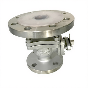 Vanne à boisseau sphérique en acier inoxydable à double corps avec revêtement fluoré Q41F46-16P à bride, norme américaine, manuelle, pour source de gaz corrosif, usine - Product Image 2