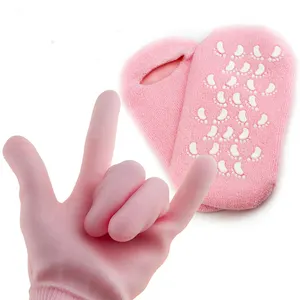 Wholesale Moisturizing Pink Gel Booties Colorful SPA Essential Oil Socks Gloves Set