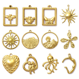 Anting-anting capung lebah Stainless Steel, anting-anting DIY, liontin kalung gunung matahari, perhiasan hati cinta wanita