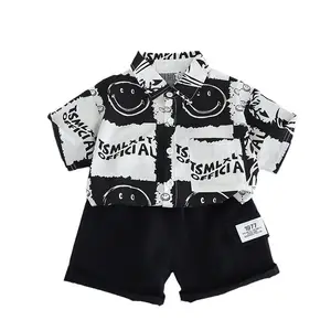 2024 new style boys short sets cute smiley short sleeve toddler boys suit casual and comfortable boys clothing sets 2-3 years