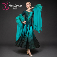 Robe de compétition de danse de salon pour femmes B-26136 Yundance, robe de spectacle sur mesure en satin et mousseline ombrée pour spectacle de danse