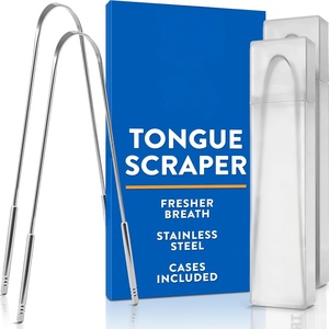 Limpiador de Lengua de Acero Inoxidable al por Mayor, Kit de 2 Piezas, Herramientas Básicas para el Cuidado Bucal y Dental - Product Image 1