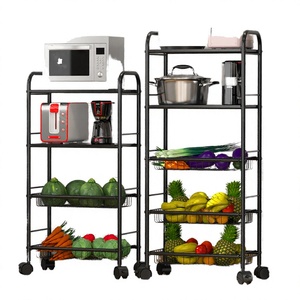 Modern Multilayer Durable Waterproof Movable Carbon Steel Multifunction Kitchen Cart Trolley <b>Dish</b> <b>Rack</b> Storage Holder - Product Image 4