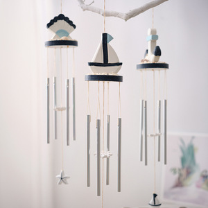 Mediterranean Wind Chime Metal Tube Ornament <b>Crab</b> Starfish Design Home Decor Balcony Hanging Decoration - Product Image 2