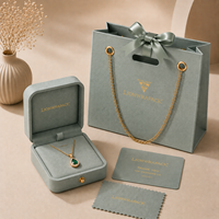 Ensemble d'emballage de bijoux personnalisé Lionwrapack : Boîte à collier en cuir, sac à chaîne, carte, tissu, logo, ensemble de boîtes à bijoux FSC