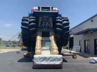 Château gonflable commercial combiné Monster Truck avec toboggan pour location événementielle