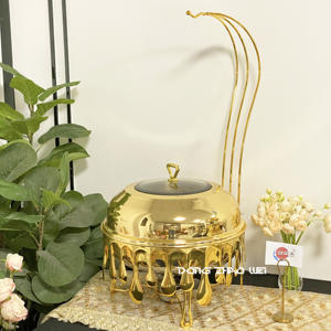 Yeni varış 8L altın yuvarlak reşo çanak asılı büfe yemek ısıtıcısı düğün için Catering lüks Chaffing porselen yemek seti restoran - Product Image 3
