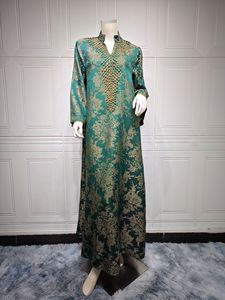 Robe Kaftan brodée à la main, jacquard doré, col en V, longueur au sol, manches longues, coupe ample, tenue de soirée <span class=keywords><strong>pour</strong></span> le Ramadan et l'Aïd - Product Image 5