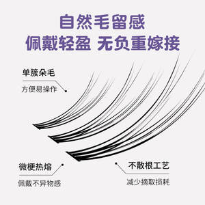 Bqi Little Devil Faux cils épais et naturels en fibres synthétiques fabriquées à la machine pour femmes - Product Image 2