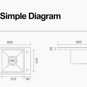 304 Stainless Steel Concealed <b>Kitchen</b> <b>Sink</b> Hidden Black Undermount Single Bowl with <b>Faucet</b> Square Shape and Two Holes - Product Image 3