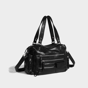 Nuevo Bolso de Hombro Individual para Mujer, Estilo Retro de Motocicleta, Negro, con Cremallera, Casual, de Lujo, Estilo Preppy, Suave, de PU Impermeable, Tanjing - Product Image 1