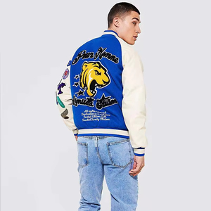 Vestes de baseball vintage pour hommes, broderie chenille sur manches, logo personnalisé OEM, haute qualité, vente chaude 2025 - Product Image 5