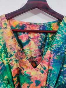 Kaftan teñido con lazo de seda pura 100%, ropa de playa/Bikini informal elegante a la moda para mujer, Sari de playa larga con cintura Natural - Product Image 3