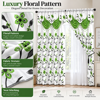 Ensemble de 2 rideaux floraux de luxe avec cantonnière intégrée et passe-tringle, Rideaux de fenêtre, Vente en gros, En stock