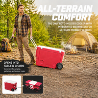 Glacière à roulettes 32L avec table et chaise pliantes, boîte isotherme pour camping et voyage, étanchéité renforcée, transport facile, OEM