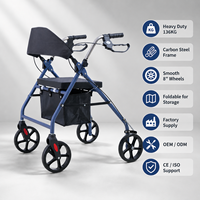 Déambulateur Simplywalk avec roues de 8 pouces, siège, dossier et sac de courses pour la mobilité et le repos des personnes âgées