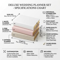 Carnet de planification de mariage personnalisé en tissu de lin, couverture rigide, spirale, impression sur mesure pour la mariée, journal de mariée, cadeau souvenir, OEM