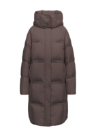 Veste longue en duvet réversible imperméable et à séchage rapide QLYP pour l'hiver, avec fermeture éclair, ceinture ajustable, capuche et col montant