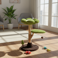 Arbre à chat classique tout-en-un en bois massif, écologique et peu encombrant, avec griffoir en sisal et lit pour chat en bois naturel, en carton
