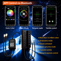 Kit de plafonnier LED RGB à fibres optiques effet ciel étoilé et étoiles filantes blanches avec contrôle par application pour toit de voiture, corps de lampe en aluminium