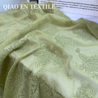Tissu gaufré texturé rose 3D vert jaune clair, tissu floral froissé pour robe, jupe, manteau