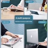Support pour ordinateur portable en alliage d'aluminium ultra-fin, portable, pliable, réglable en hauteur, pour un refroidissement optimal, support surélevé pour tablette et PC