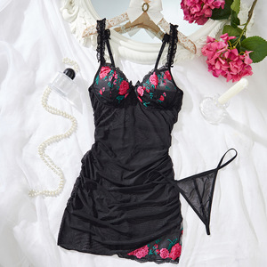 Oferta 2025 Conjunto de Lencería Sexy de Encaje Babydoll Transparente de Malla con Tanga para Mujer Lencería Pura con Tirantes - Product Image 4