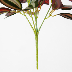 Fascio di foglie artificiali in plastica ecologica da 32cm con foglia rossa a 5 teste per la decorazione di interni - Product Image 4