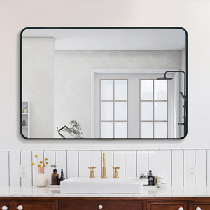 <b>30x40</b> Inch Black Metal <b>Framed</b> Rectangular Bathroom Mirror For Wall Mounting - Product Image 1