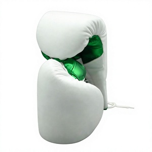 Gants de boxe Fly blancs et verts en cuir véritable à lacets pour adultes, équipement d'entraînement et de sparring, gants de boxe Winning, sans Boxing No L - Product Image 4