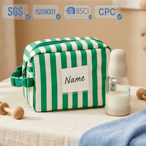 Sac isotherme portable à rayures vertes pour camping en plein air, étanche, pour biberons et aliments - Product Image 1