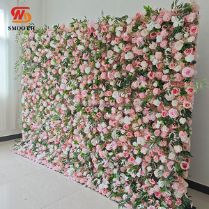 ผนังดอกไม้สีชมพูสีเขียวแบบใหม่เรียบ8FT ด้วย8FT ผนังดอกไม้แฮนด์เมดฉากหลังดอกไม้8FT สำหรับออกงานทารก - Product Image 1