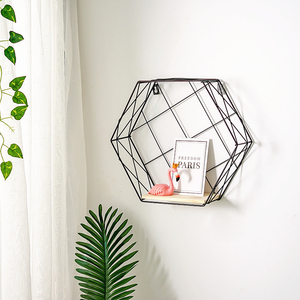 Decoraciones de Habitación de <span class=keywords><strong>Estilo</strong></span> <span class=keywords><strong>Nórdico</strong></span>, Rejilla Hexagonal de Hierro, Estante para Dormitorio, Sala de Estar, Adornos de Pared - Product Image 1