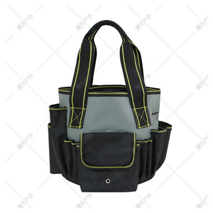 Oxford Cloth <b>Tool</b> Duffle Bag Multi Compartment Portable Cylindrical Repair <b>Storage</b> Bag Black And Gray - Product Image 1