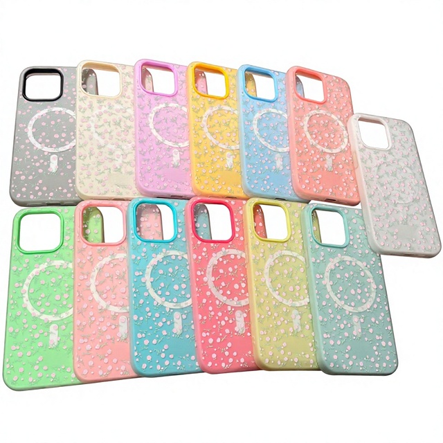 Korean-style Sweet pink Floral Premium TPU Ins Style Candy Two-in-One Magnetic Phone Case for for 16/17