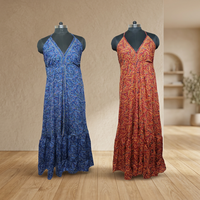 Nouvelle robe longue en soie et dentelle, style moderne et simple, avec fermetures éclair et boutons, col en V, sans manches, sexy, tendance et élégante pour femme
