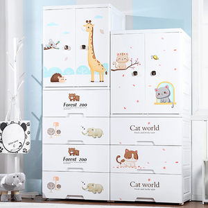 Armoire double porte grande capacité 66 cm, organisateur de rangement <span class=keywords><strong>suspendu</strong></span> complet, motif mignon, qualité durable - Product Image 2