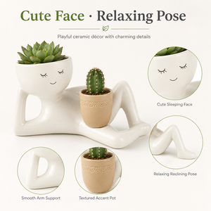 Maceta de Resina Ecológica para Suculentas, Regalo Único, Maceta Creativa con Figura Reclinada para Uso <span class=keywords><strong>en</strong></span> Interiores/Exteriores, Regalo de Inauguración de Casa - Product Image 1
