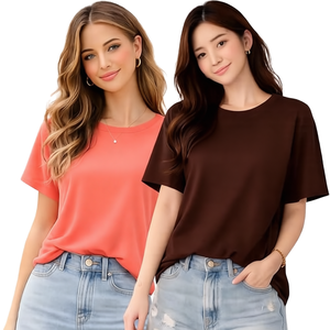 เสื้อยืดคอกลมแขนสั้นผู้หญิง สีดำ ผ้าฝ้าย 100% ระบายอากาศได้ดี ผ้าถักเนื้อนุ่ม สไตล์ลำลอง ใส่สบายสำหรับฤดูร้อน - Product Image 1
