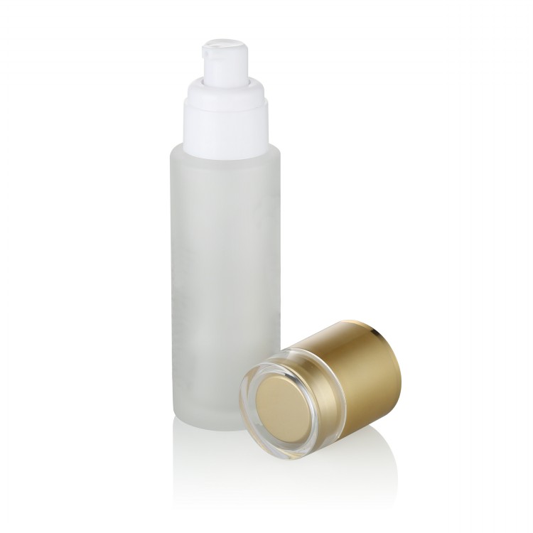 Frosted bottle+white pump+gold cap