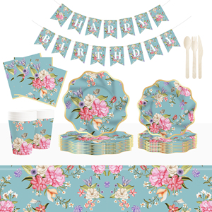 DAMAI 2025 Artículos para Fiestas de Cumpleaños, Vajilla Desechable de Papel, Decoración de Papel con Tema de Flores de Peonía de Colores para Decoración del Hogar - Product Image 2