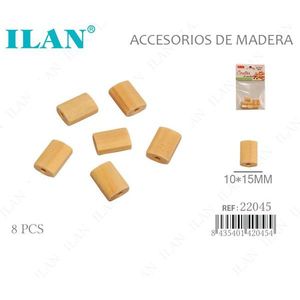 Perline ovali in legno ILAN 10x15 mm per accessori di abbigliamento, 8 pezzi - Product Image 1