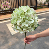 Neu Eingetroffen Großer Blütenkopf 22 cm Dunkelgrüne Hortensie Seiden-Kunstblumen Großhandel Dekorative Blumen & Pflanzen