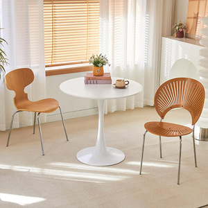 Mid Century Modern Pedestal Round Dining &amp; Coffee <strong>Table</strong> with <strong>Tulip</strong> Design for Kitchen Living &amp; Dining Room Black - Product Image 2