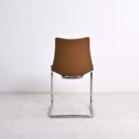 Chaise de salle à manger cantilever moderne en cuir PU beige avec structure chromée, chaise sans accoudoirs rembourrée en forme de S pour salle à manger, cuisine, restaurant